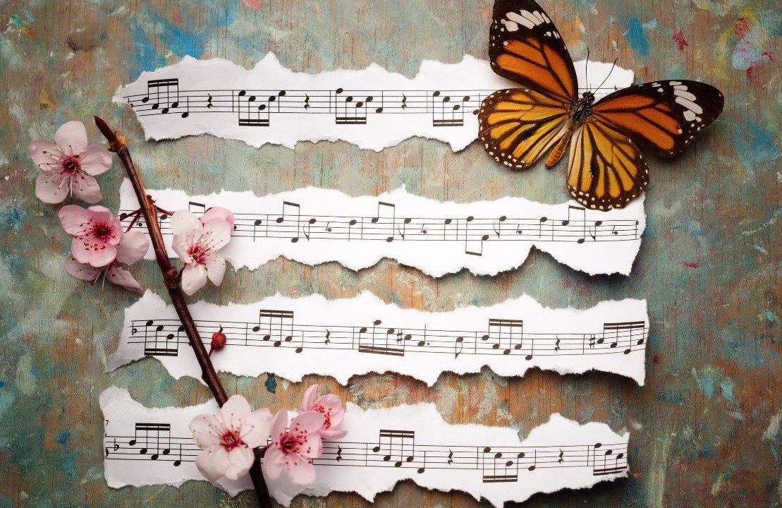Butterfly on sheet music