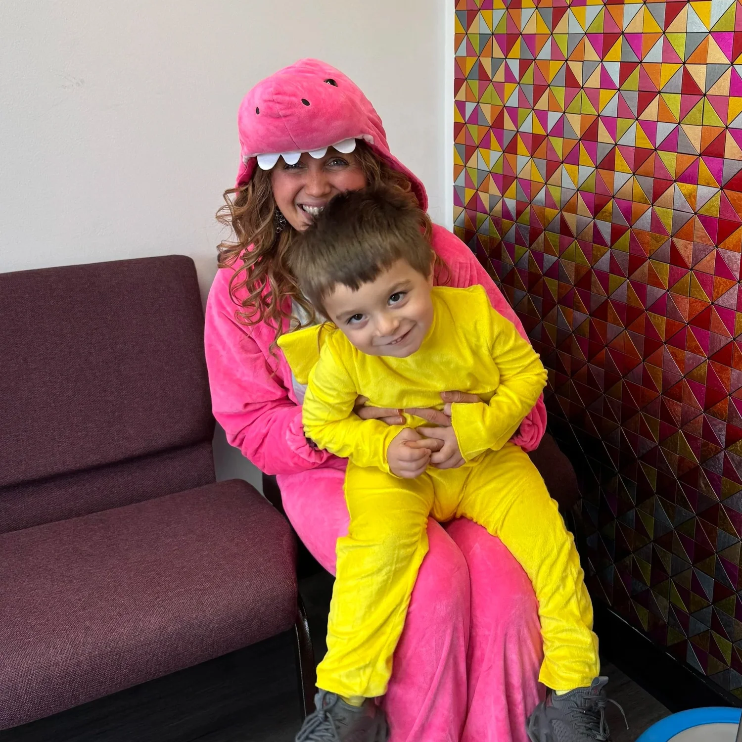 Melissa with a little boy dressed as Pokemon