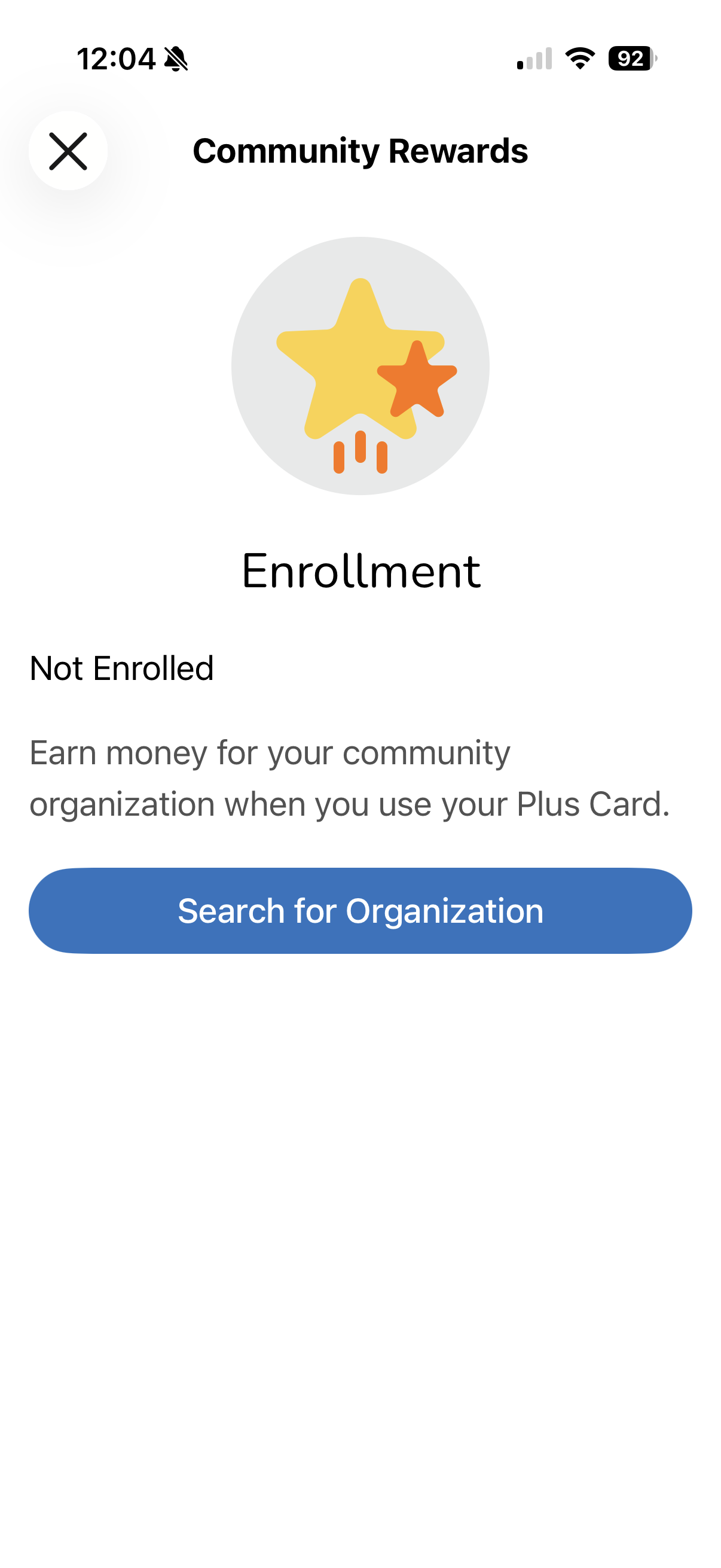 Click "Search for Organization." 