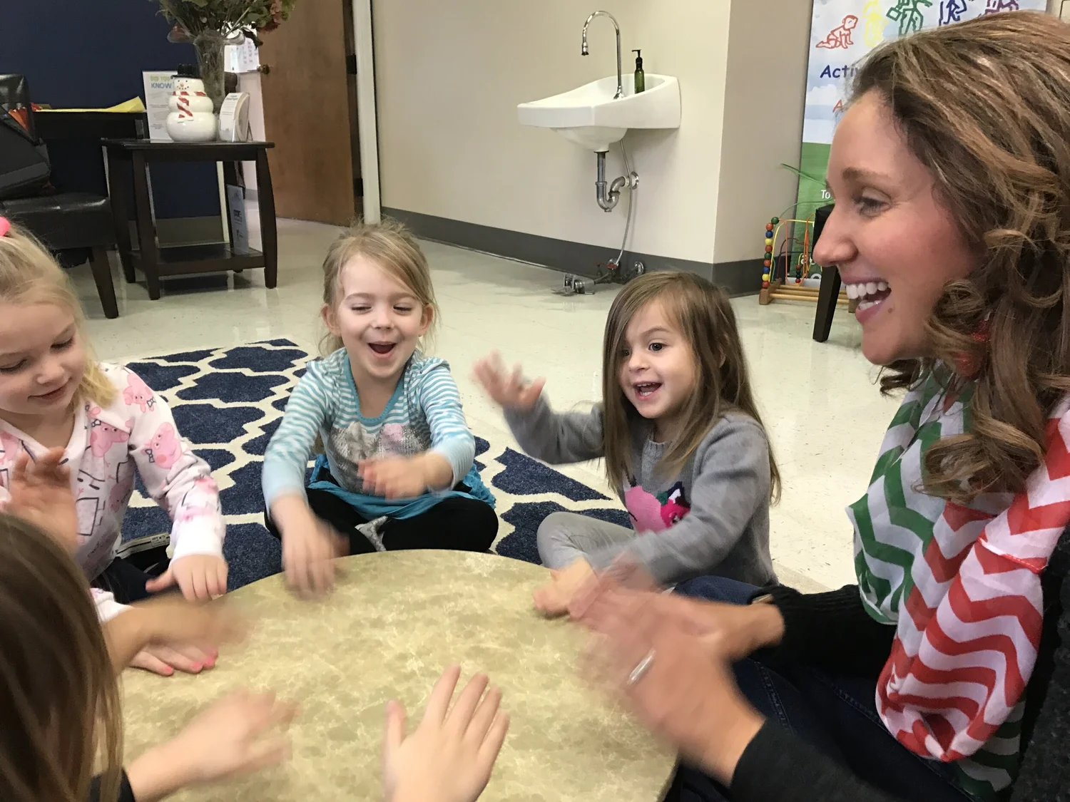Melissa teaching music enrichment class