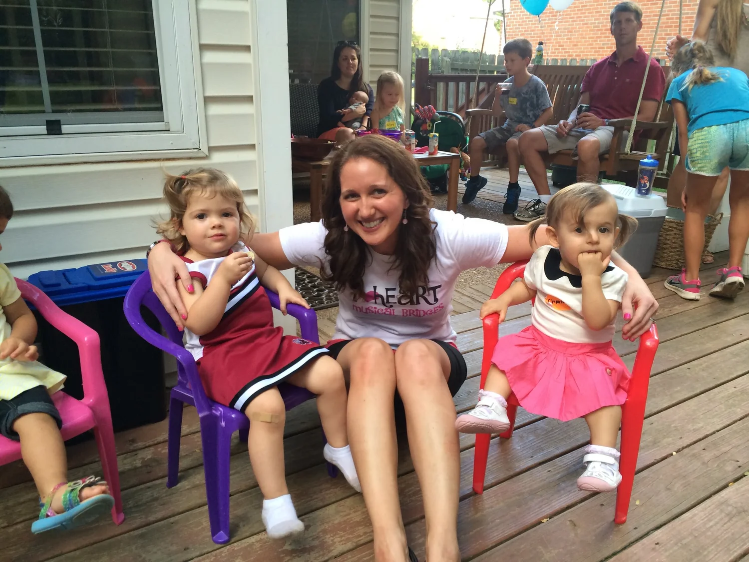 Melissa at birthday party for a 2 yr old